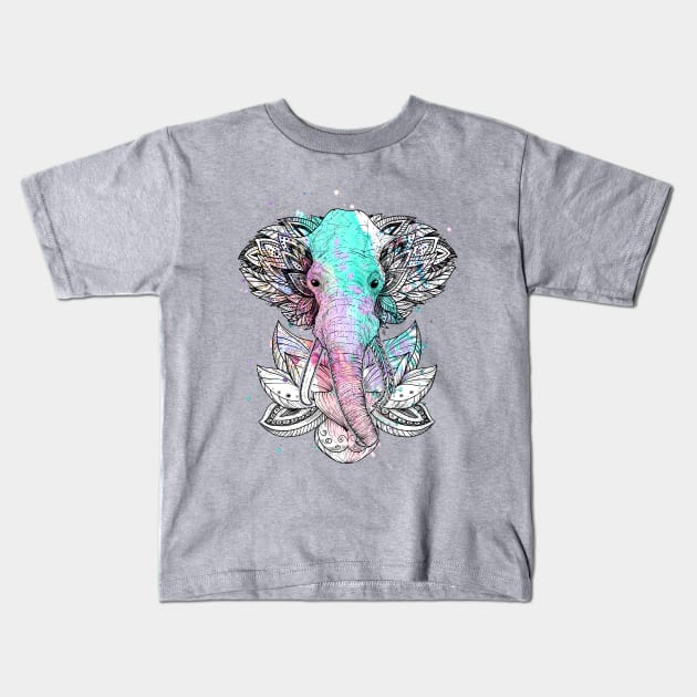 elephant in the Lotus Kids T-Shirt by NikKor